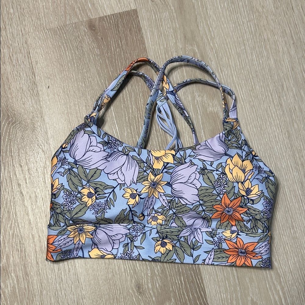 Freely James Sports Bra in Poseidon Inked Floral Pattern Sz Small